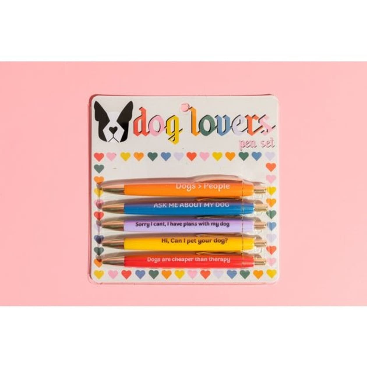 Fun Club Dog Lovers Multicolor Pen Set | 5 Funny Pens Packaged for Gifting | Dogs > People, Dogs Are Cheaper Than Therapy...