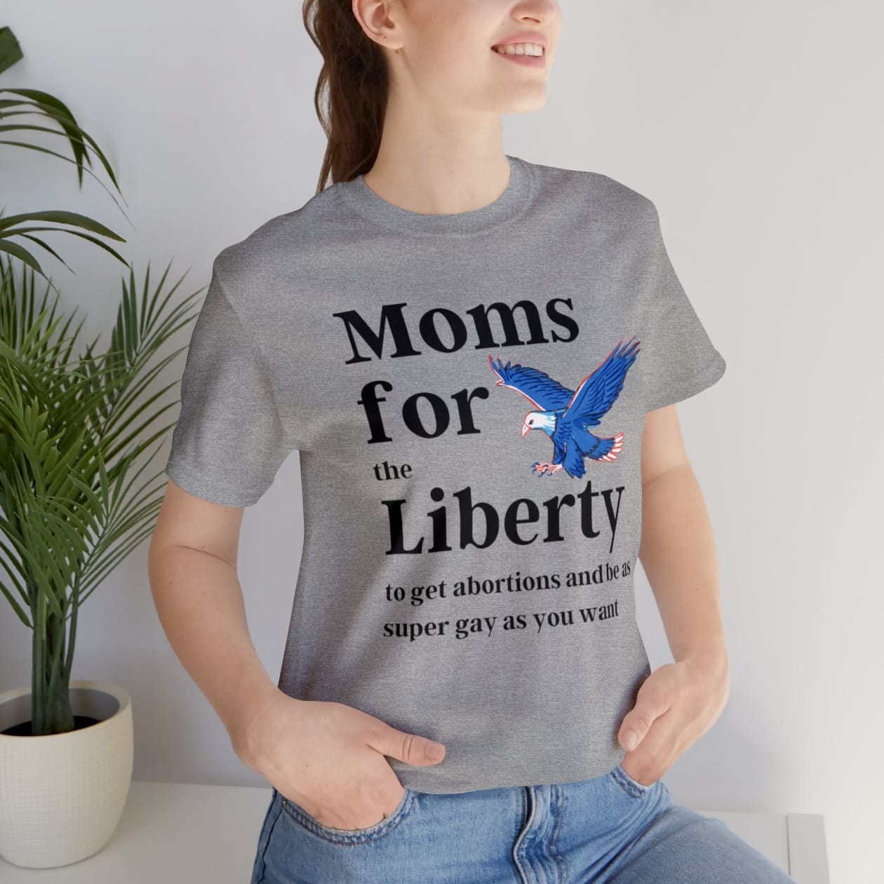 [SATIRE] Moms for (the) Liberty (to get abortions and be as super gay as you want) Unisex Short Sleeve Tee [Multiple Color Options] - Sizes: S, Colors: Athletic Heather