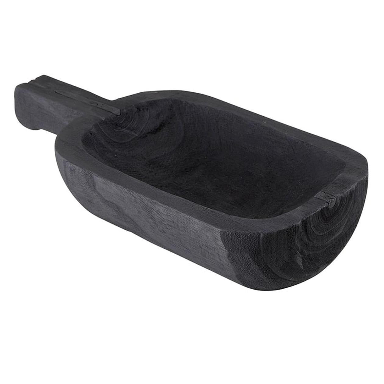 Paulownia Single Handle Bowl Black | Hand-Carved Platter Tray