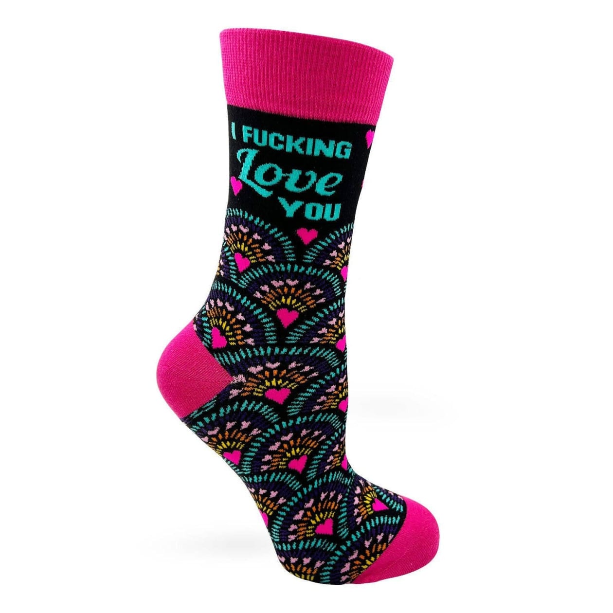 I Fucking Love You Women's Crew Socks | Hearts Design Ladies Novelty Socks