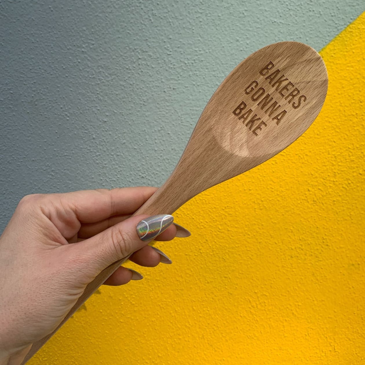 Bakers Gonna Bake Cooking Spoon | Wooden Kitchen Utensil in Canvas Gift Bag