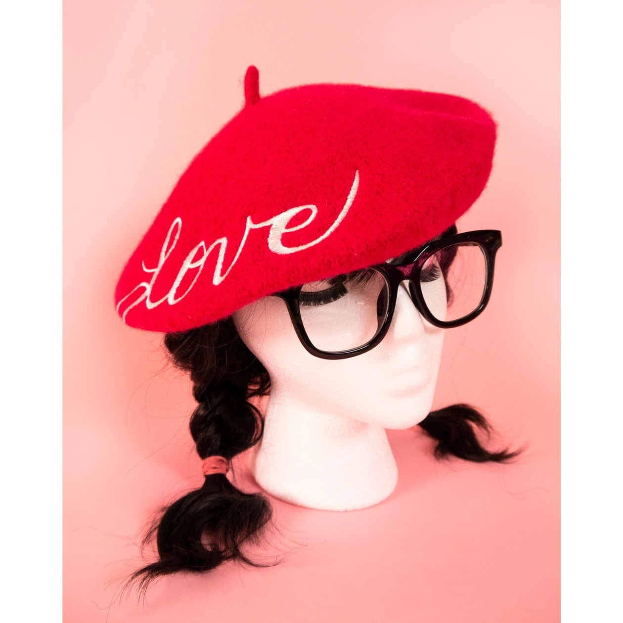 Embroidered Berets in 5 Fun Colors and Sayings | Wool and Nylon - Color: Red