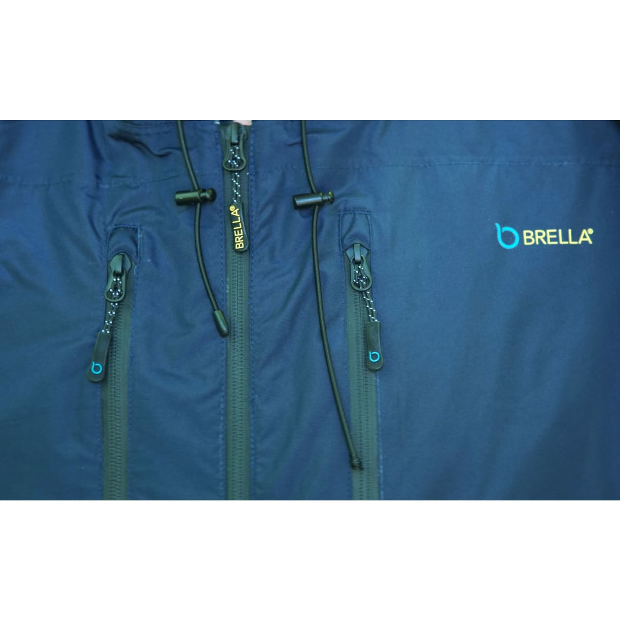 Brella Navy Blue Rain Jacket w/ Stars + Stripes Snap-on Sleeves Unisex