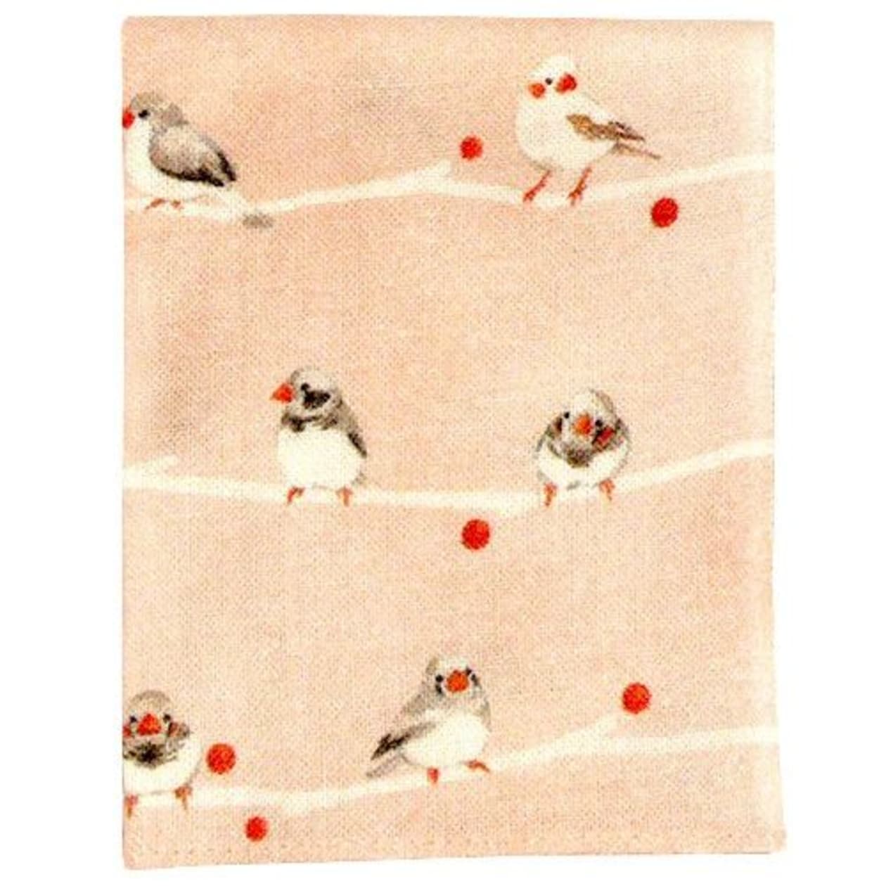 Pink Birds Tenugui Hankie Handkerchief | Japanese Hand Cloth | 13.38" x 16.92"