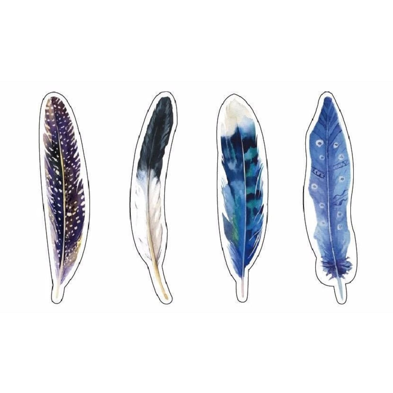 30-Pack of Watercolor-Style Feather Bookmarks