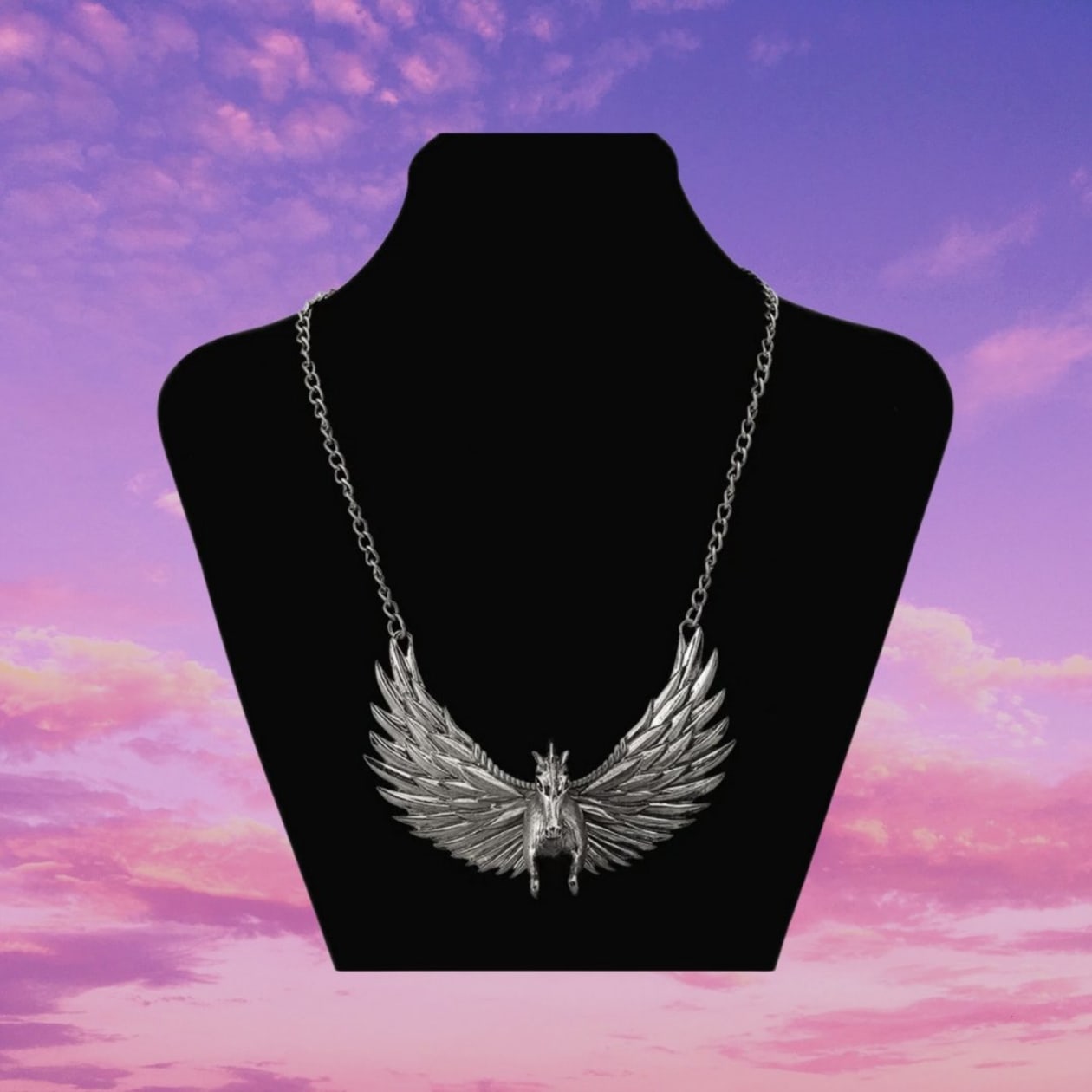 Aggressive Pegasus Statement Necklace in Silver or Gold - Color: Silver