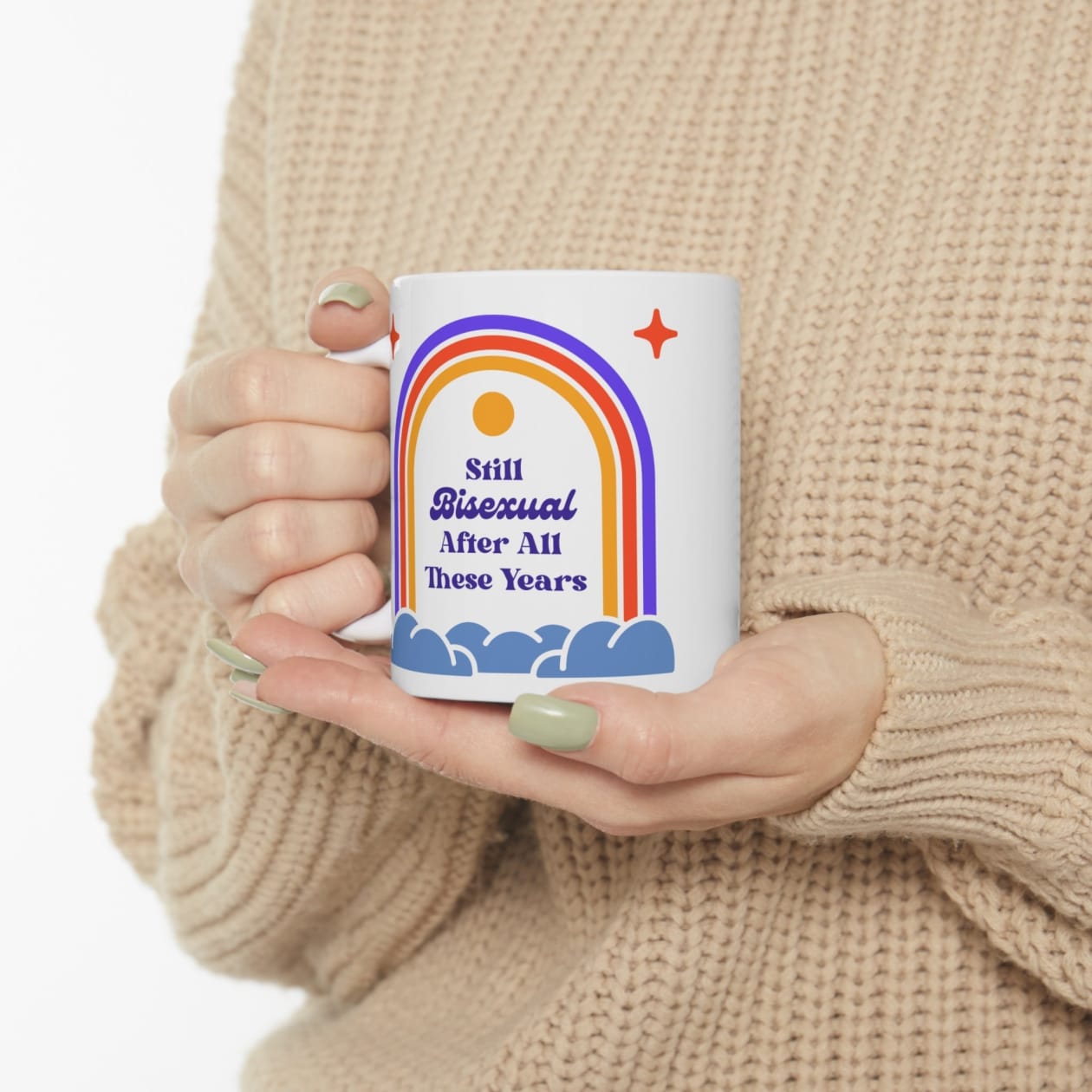 Still Bisexual After All These Years LGBTQ Pride Retro Rainbow Ceramic Mug 11oz