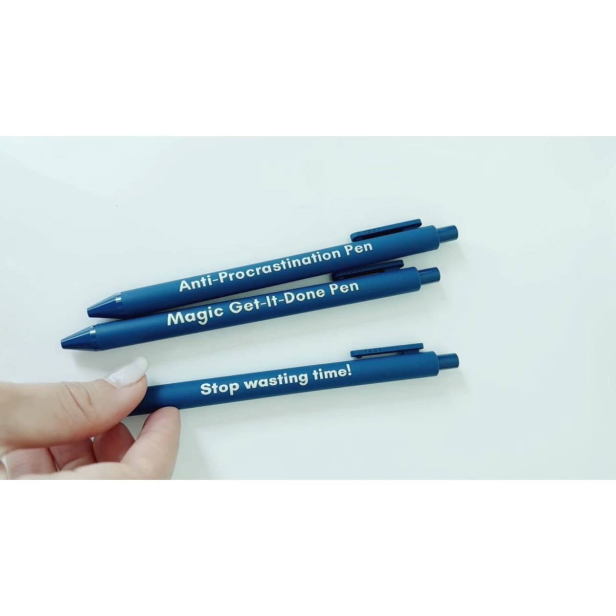 Anti-Procrastination Pen Set 💡 | Gel Click Pen Gift Set | 3 Pens in Navy