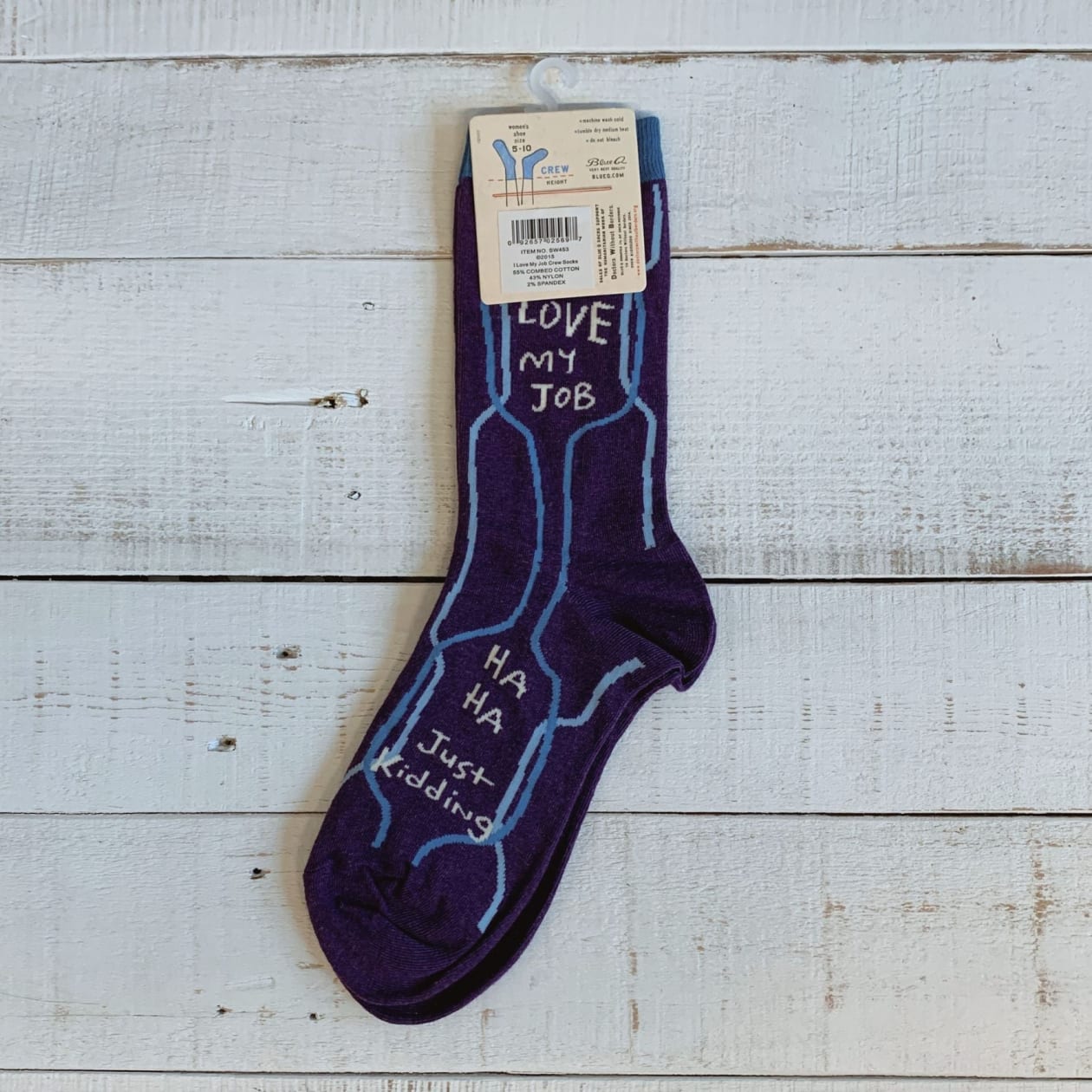 I Love My Job, Ha Ha, Just Kidding Women's Business Crew Socks | BlueQ at GetBullish