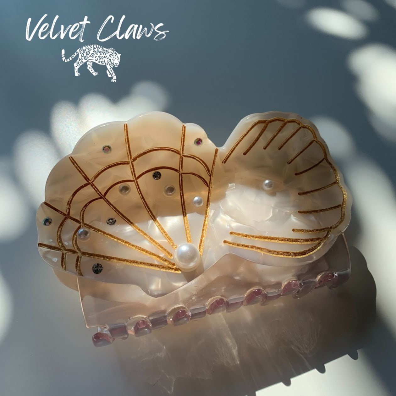 Velvet Claws Hair Clip | The Mermaid in Oyster Pearl | Claw Clip in Velvet Travel Bag