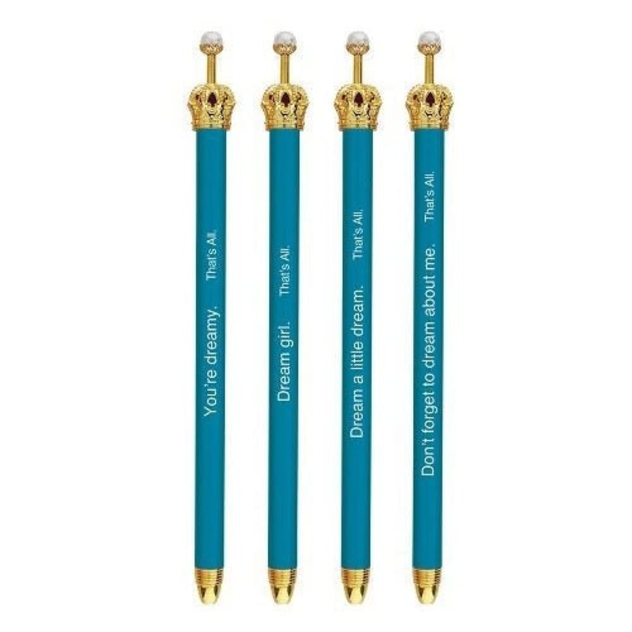 Dream Girl Teal Crown Pen Set of 12 | Giftable Quote Pens | Novelty Office Desk Supplies