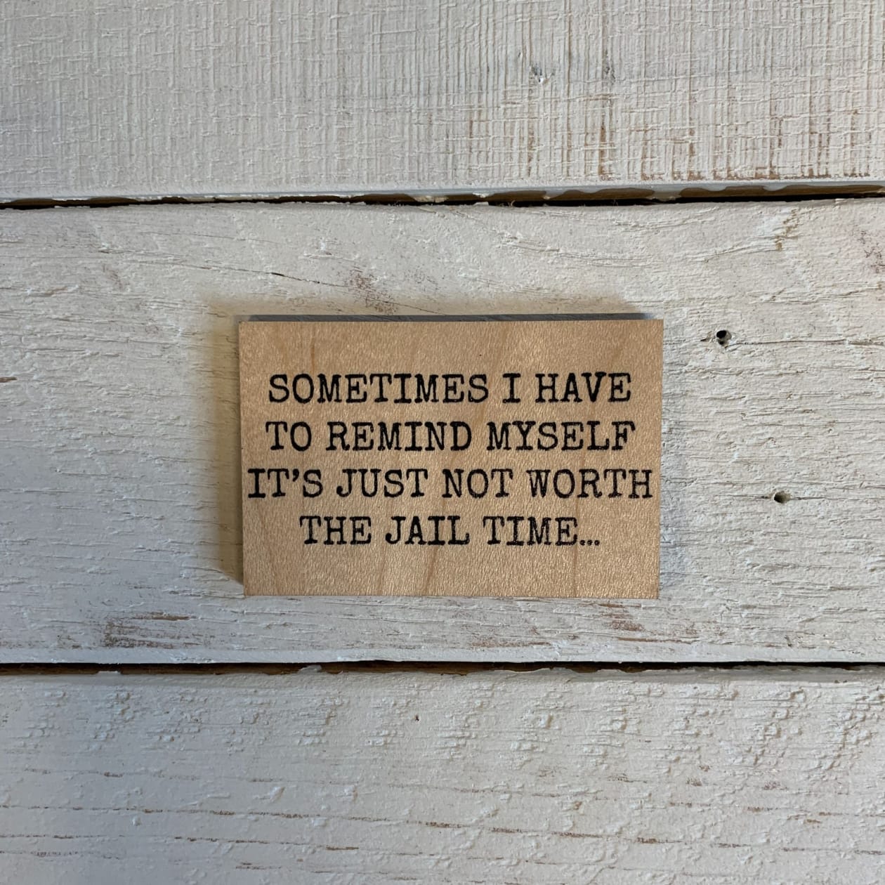 Not Worth the Jail Time Funny Wood Refrigerator Magnet | 2" x 3"