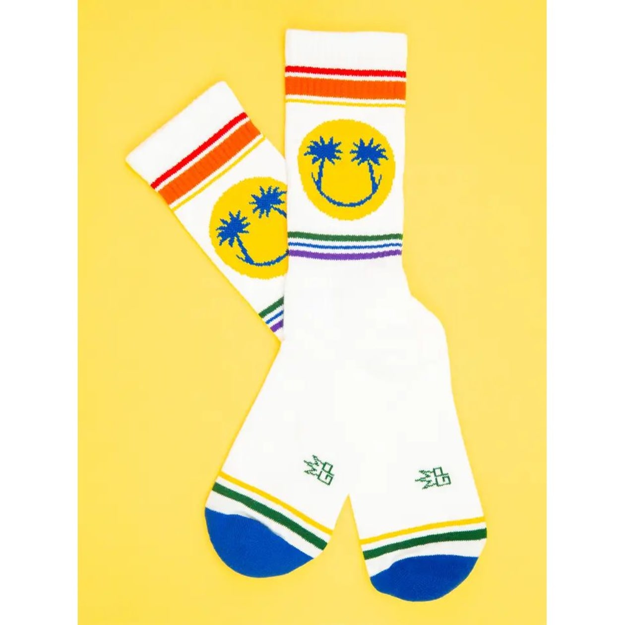 Happy Palms - Rainbow Gym Crew Socks | Bleach White Cotton Socks | Unisex