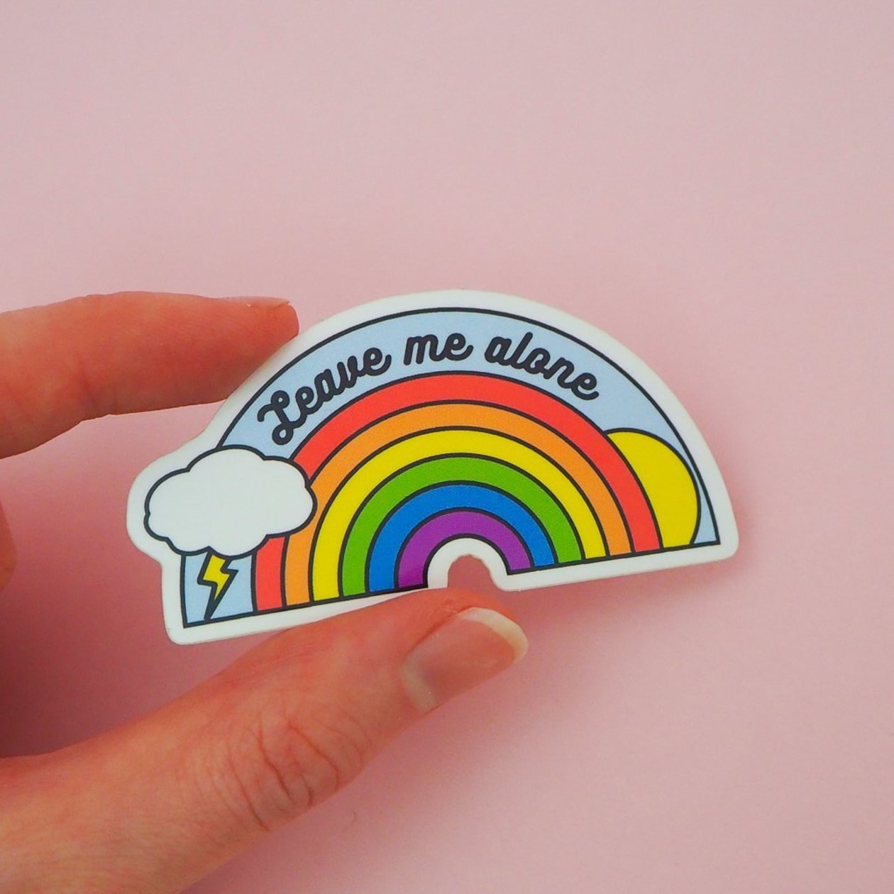 Leave Me Alone Vinyl Sticker With Rainbow Design