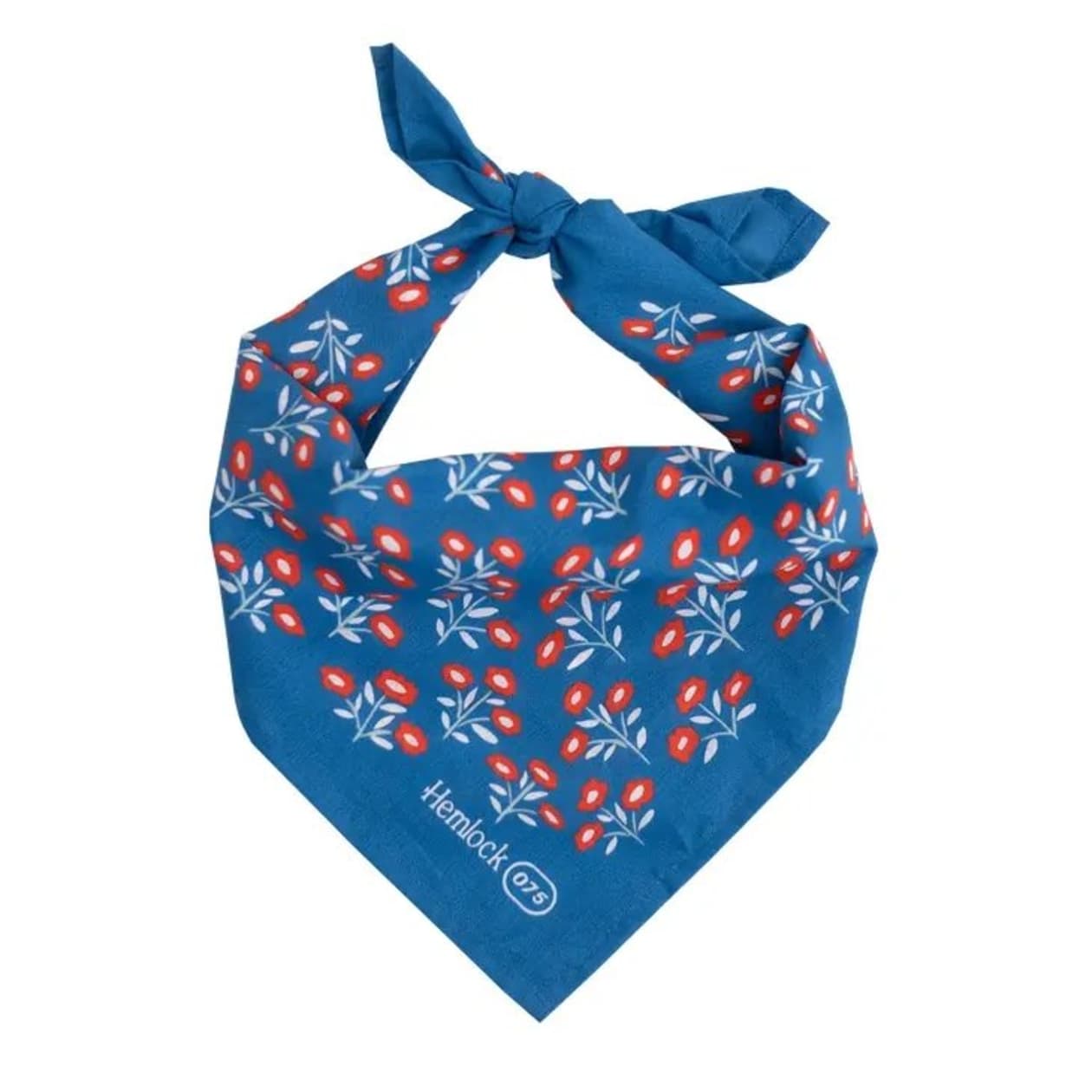 Juliet in Blue, Red, White Flowers Bandana | 22" x 22" Premium Cotton