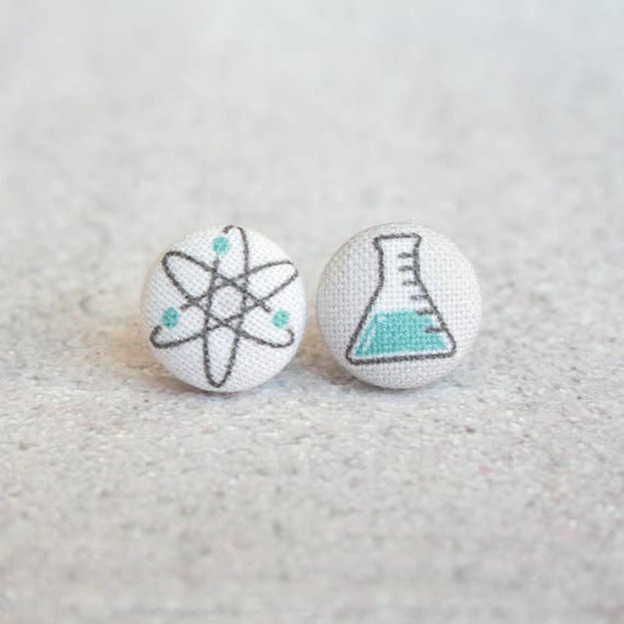 Science Fabric Covered Button Earrings | Handmade in the US