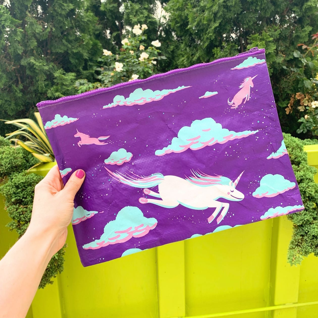 Jumbo Pouch Always Be A Unicorn Purple Recycled Material Jumbo Zipper Folder | 14.25" x 10"