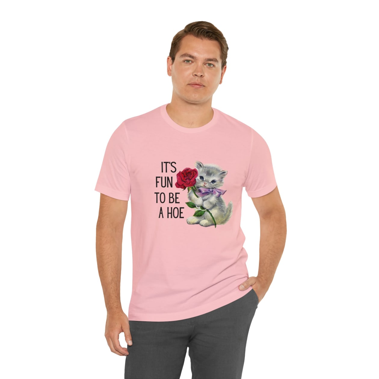 It's Fun to be a Hoe Jersey Short Sleeve Tee [Multiple Color Options] with Kitten Motif