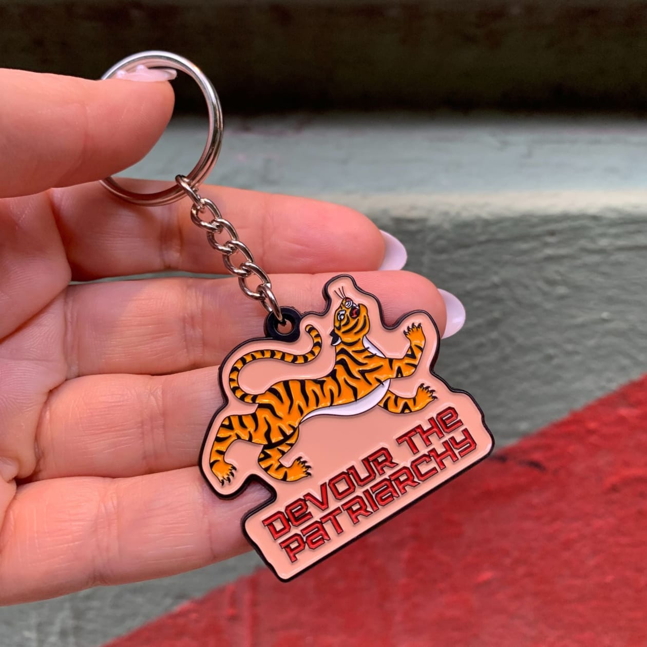 Devour the Patriarchy🩸 🐅 Feminist Enamel Keychain