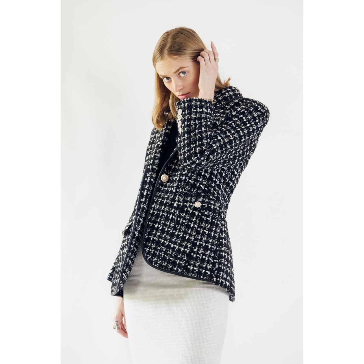 Black & White Tweed Checkers Blazer