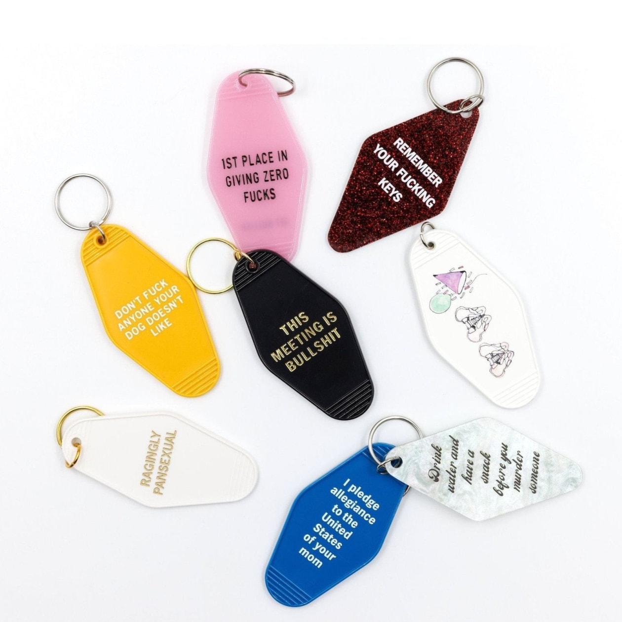 Remember Your Fucking Keys Motel Keychain in Glitter Maroon