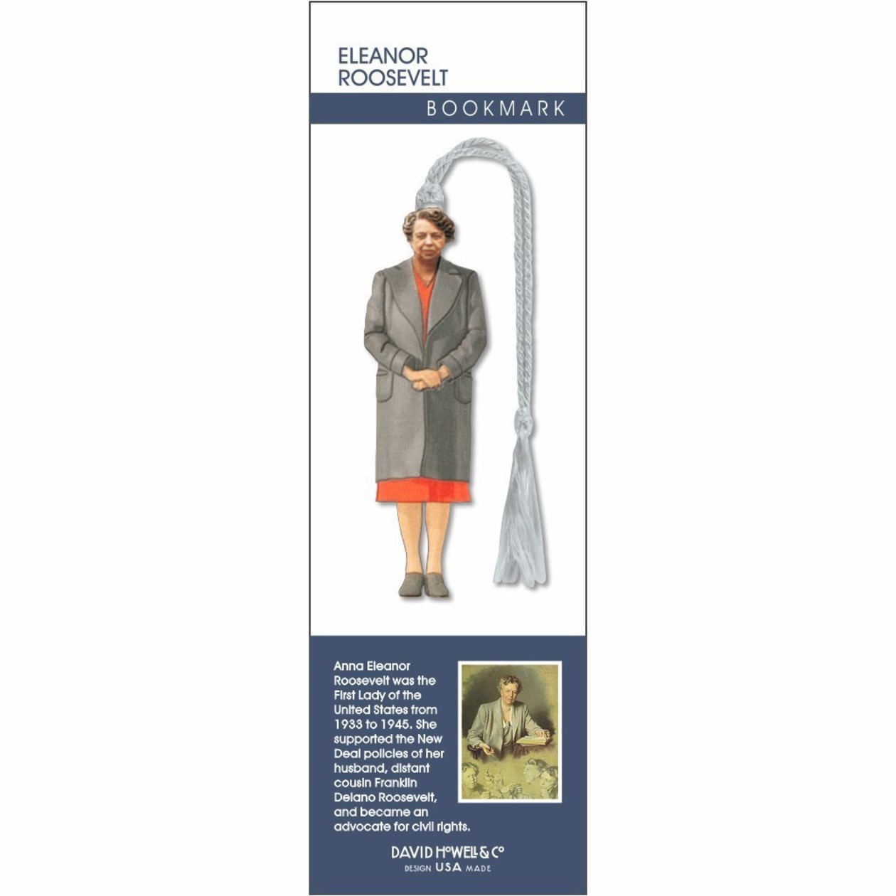 Eleanor Roosevelt Metal Bookmark | Electro-Plated on Solid Brass