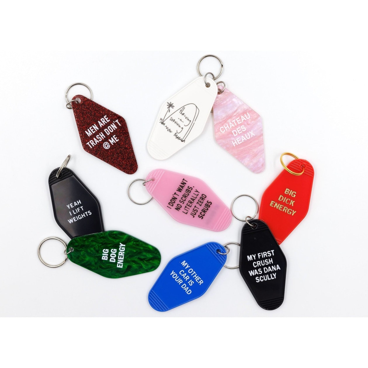 Chateau Des Heaux Motel Style Keychain in Crystal Pink