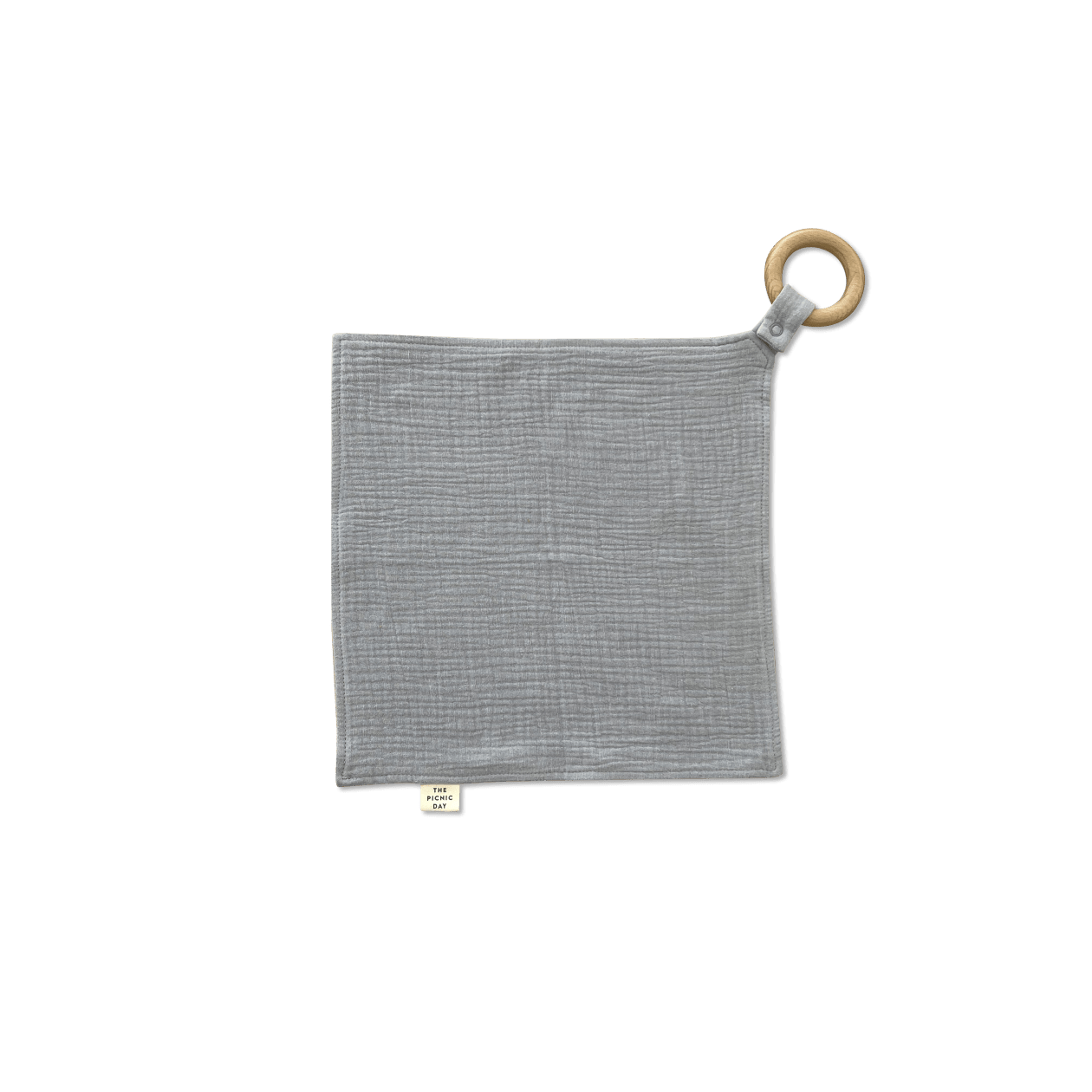 Organic Cotton Burp Cloth with Teether Pearl Gray