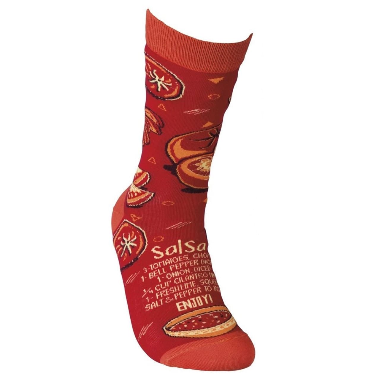 Salsa Recipe Socks in Tomato Red | Features Salsa Recipe on Socks