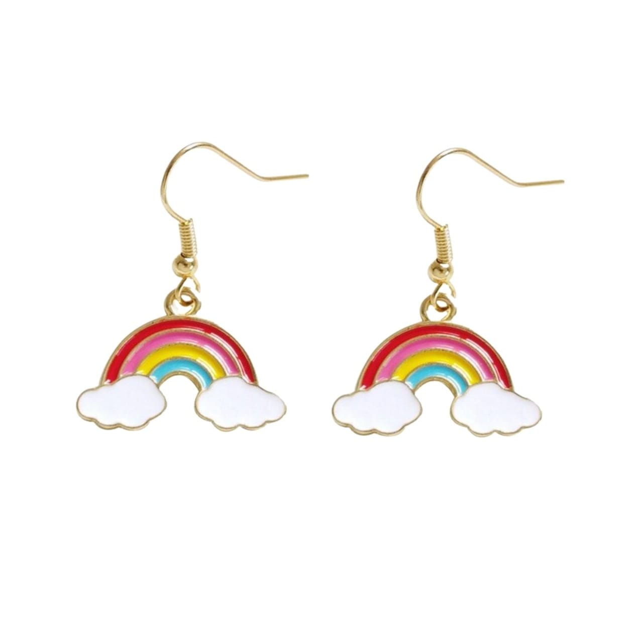 Sunny Skies '70s-'80s Style Enamel Rainbow Hook Earrings in Gift Box