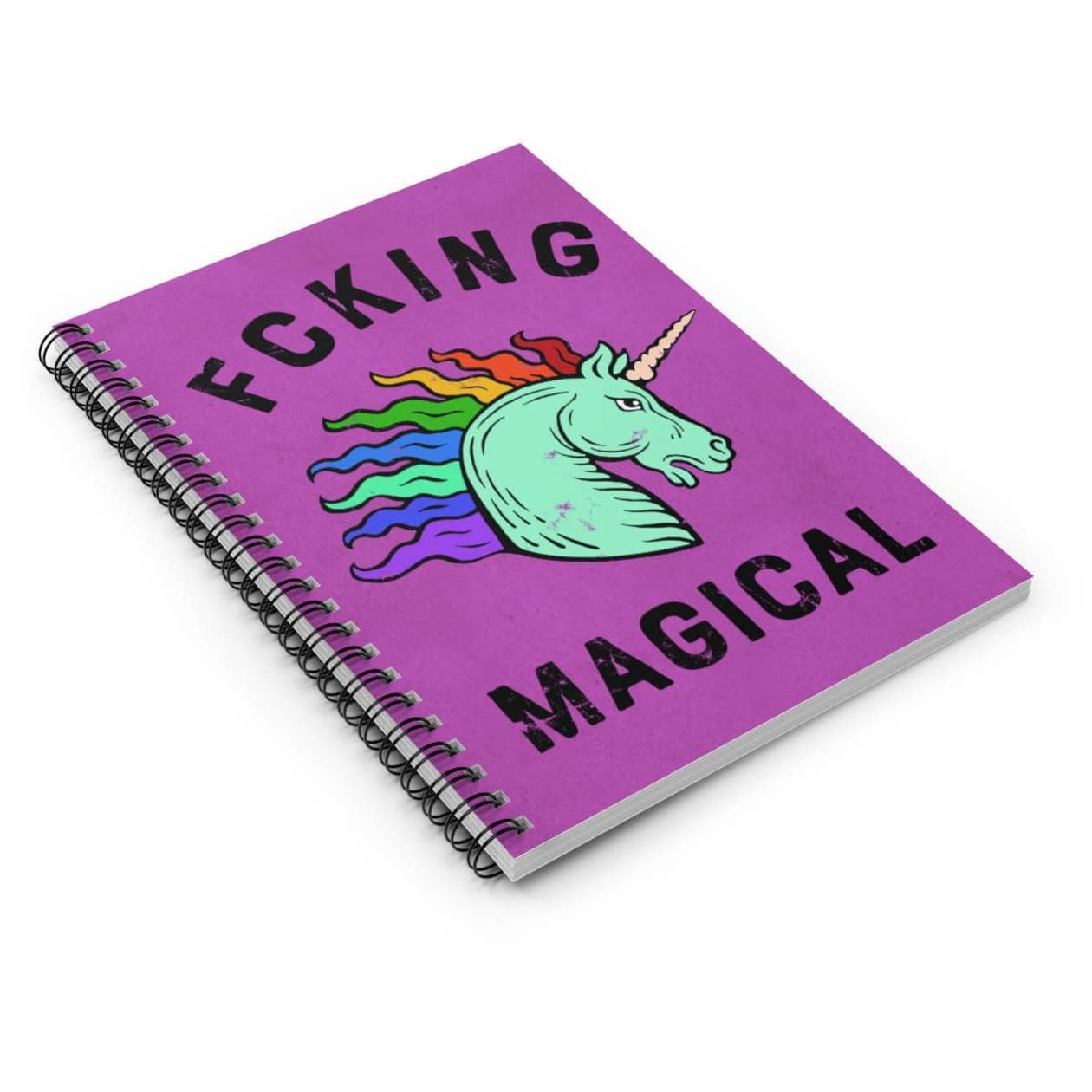 Fcking Magical Rainbow Unicorn Spiral Notebook | 8 ¼ x 5 ¾ in