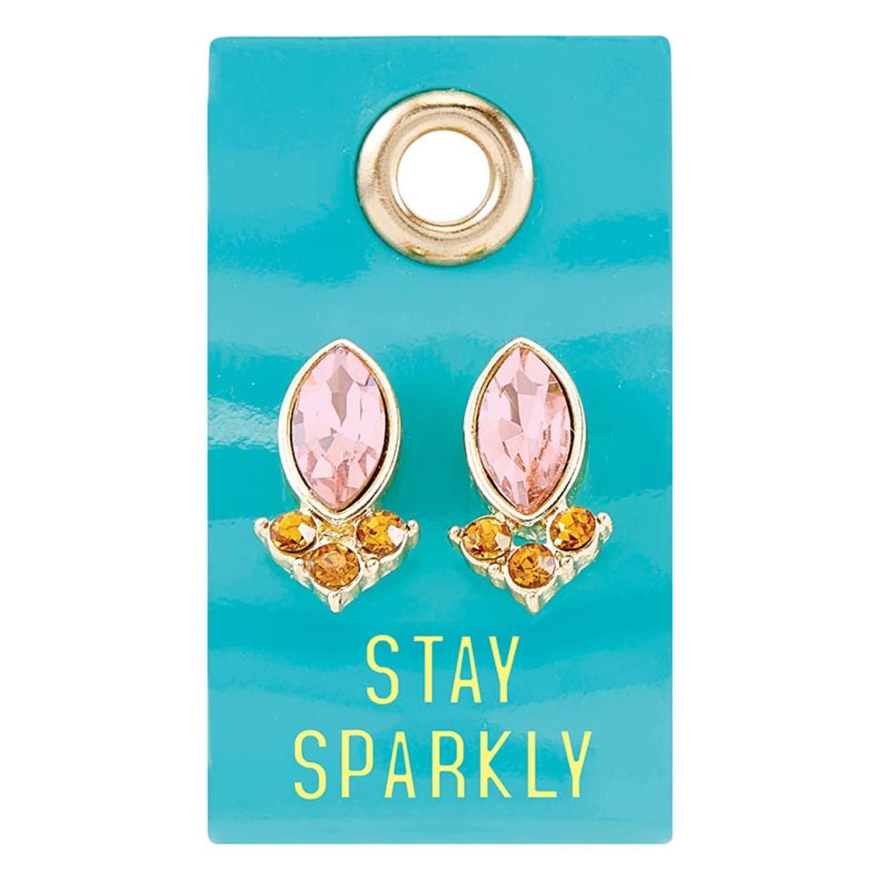 Stay Sparkly Gemstone Leather Tag Earrings