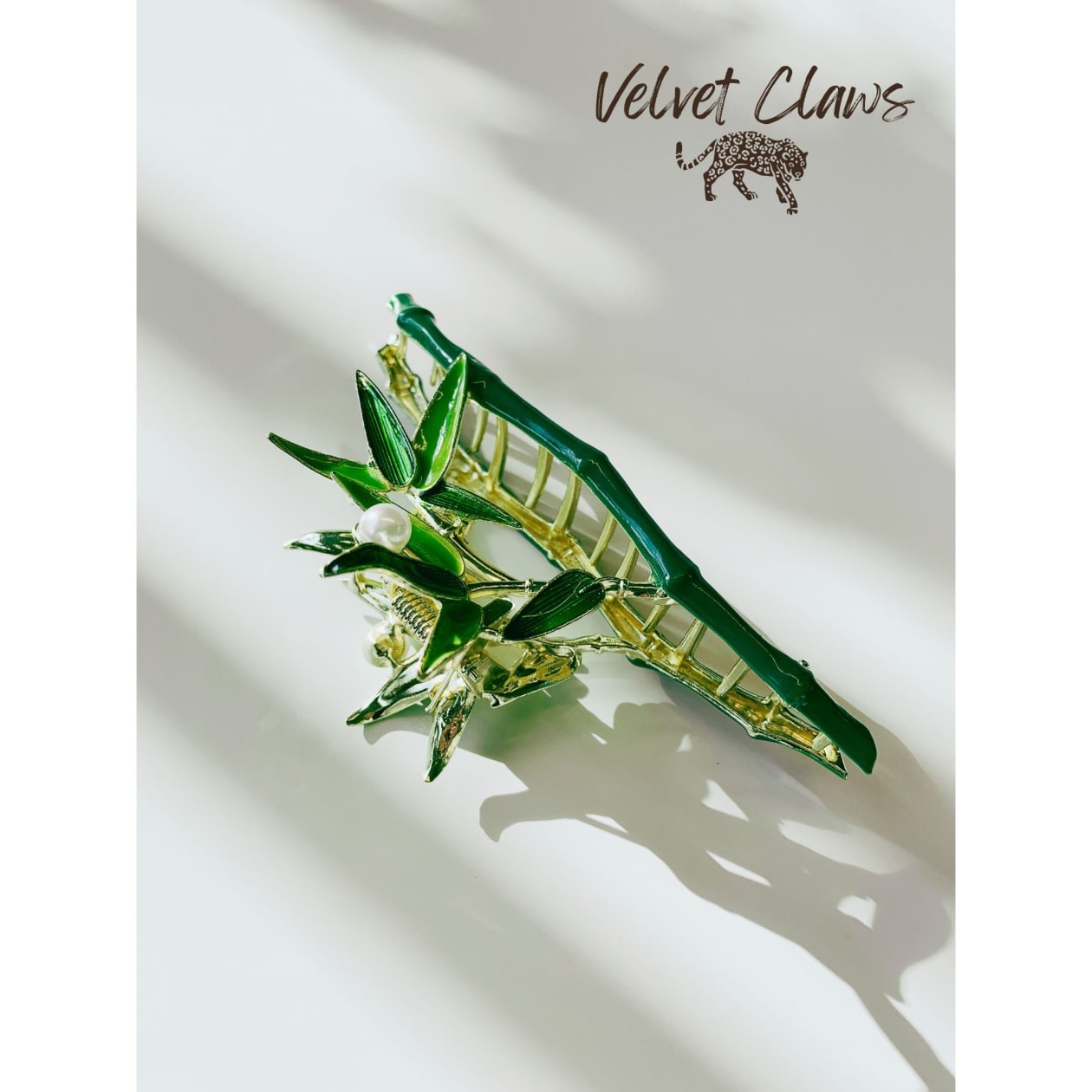 Velvet Claws Metal Hair Clip | Bamboo Forest | Claw Clip in Velvet Travel Bag