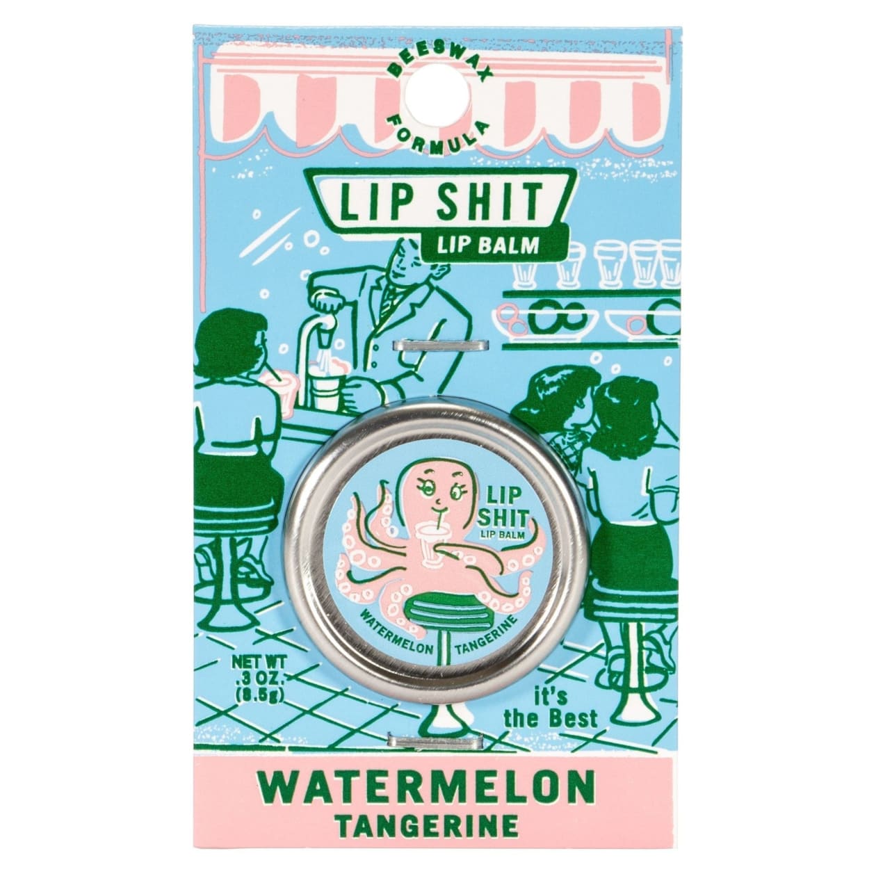 Lip Shit Lip Balm in Watermelon Tangerine Beeswax Formula | Lip Moisturizer in Tin | .3oz | BlueQ at GetBullish