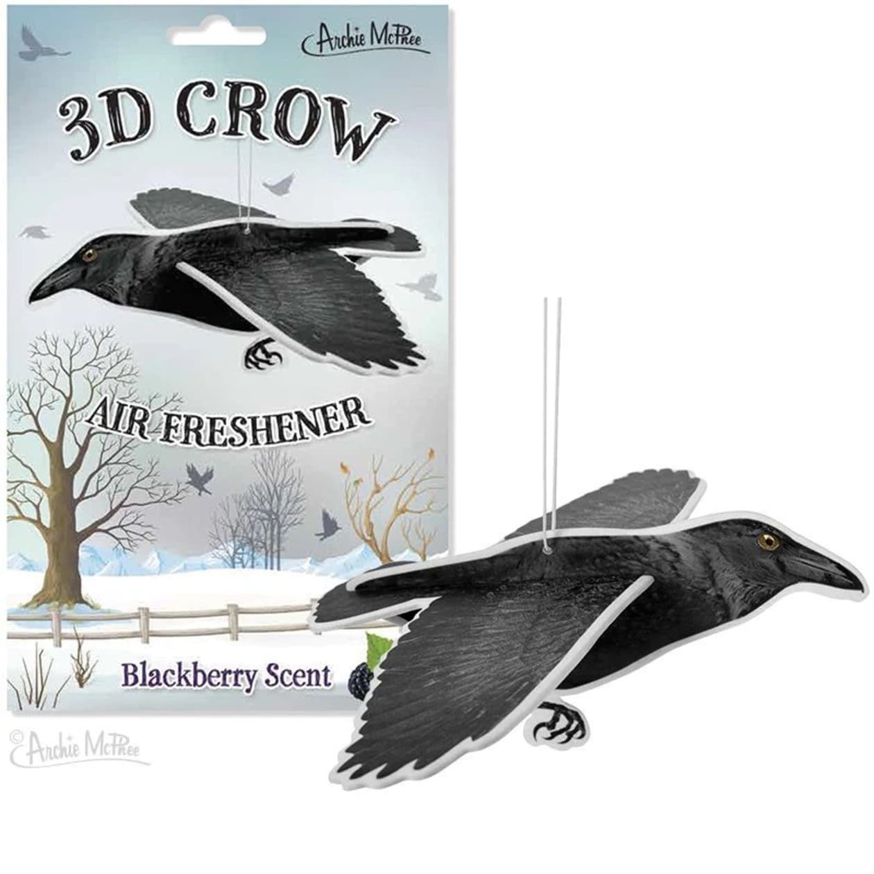 Gothic Fun Gift Bundle | 3D Crow Air Freshener, Pencil Set, Heart Drop Earrings | Black