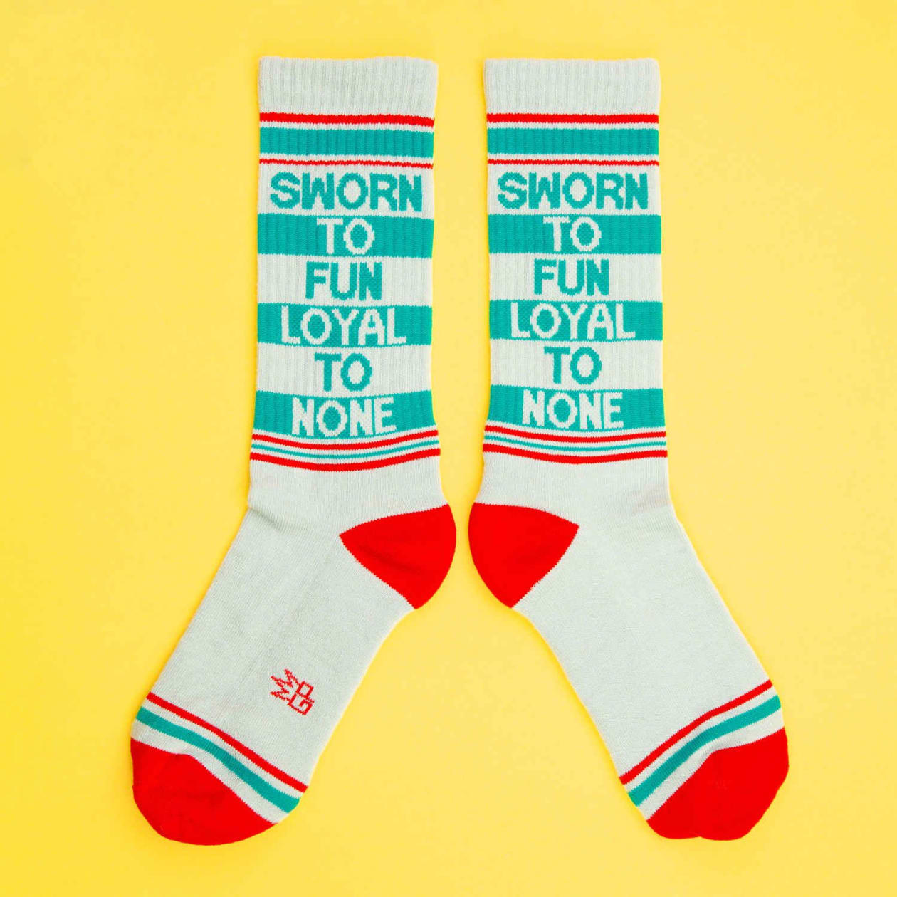 Sworn To Fun Loyal To None Gym Crew Socks | Funny Gray Cotton Socks | Unisex