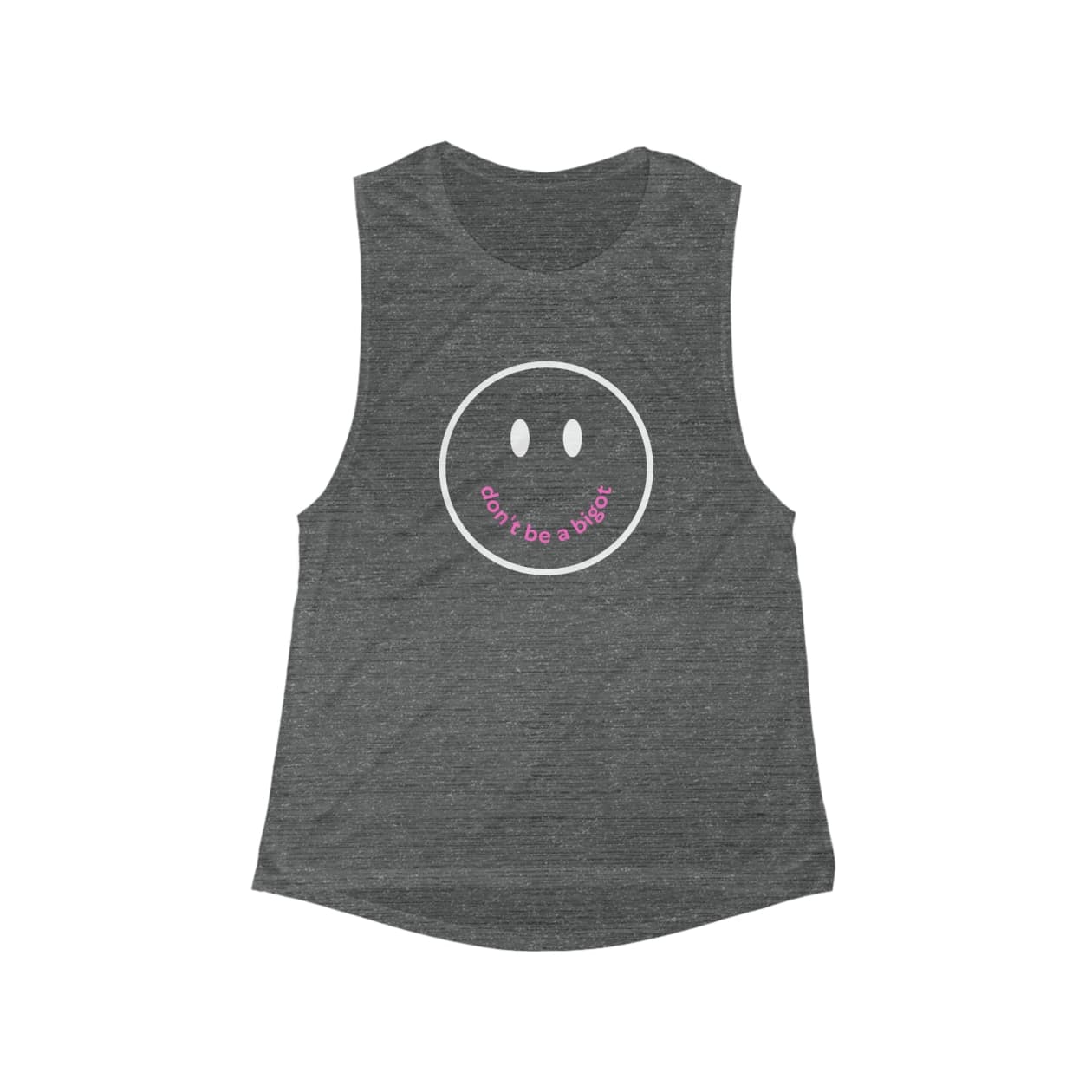 Don't Be A Bigot Flowy Scoop Muscle Tank - Color: Asphalt Slub, Size: S