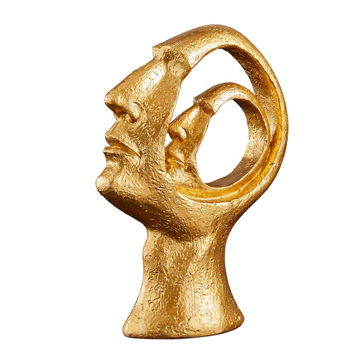 2 Face Gold Statue | Decorative Face Figure |  5" x 2" x 7"