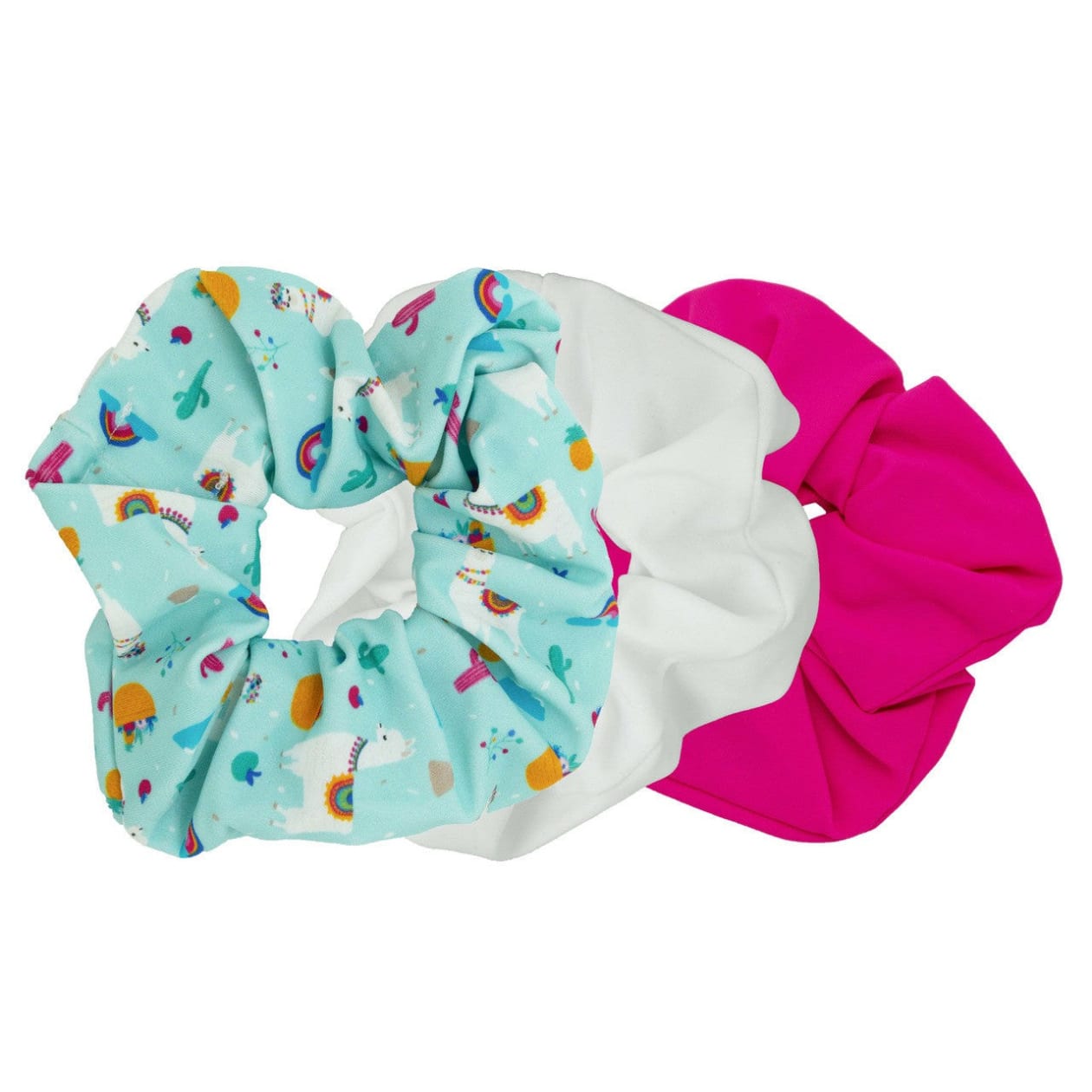 3 Pack Happy Llama Scrunchies | 80s Hair Tie Set