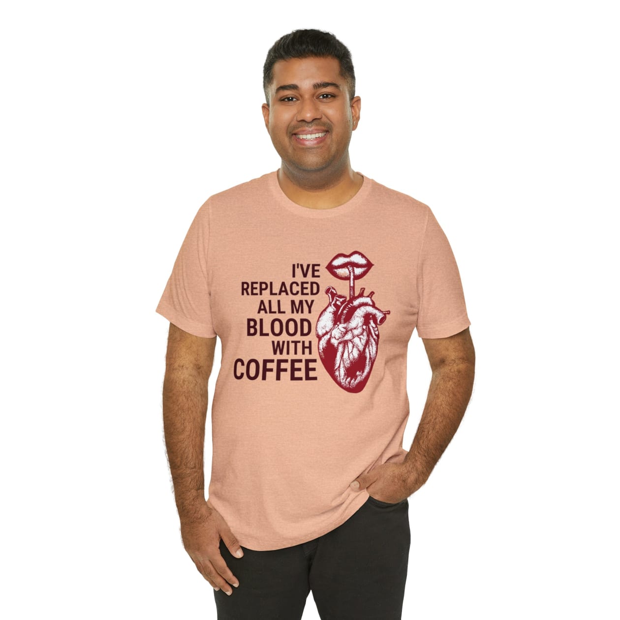 I've Replaced All My Blood With Coffee Jersey Short Sleeve Tee [Multiple Colors and Sizes]