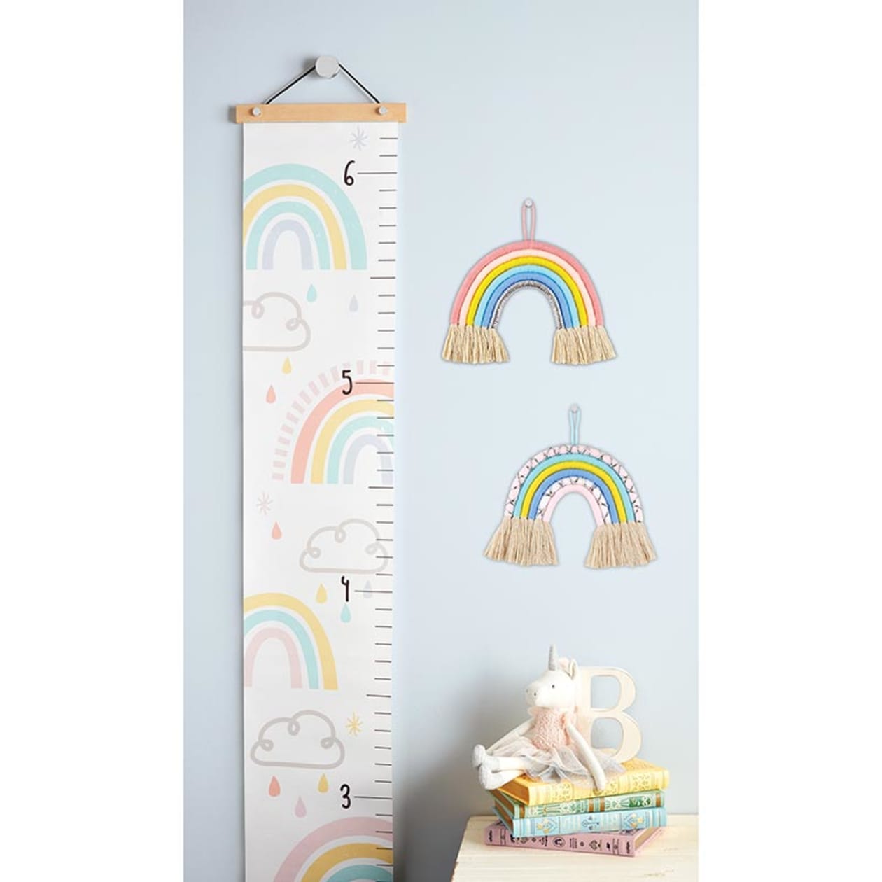 Rainbow 🌈 Kids Growth Chart | 65" Long Hanging Canvas Height Chart | Nursery Decoration