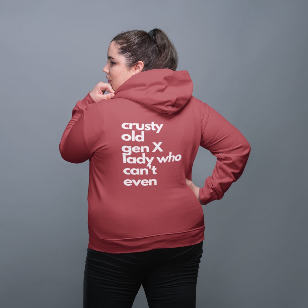 Crusty Old Gen X Lady Who Can't Even Unisex Heavy Blend™ Hooded Sweatshirt Sizes S-5XL - Color: Red, Size: S
