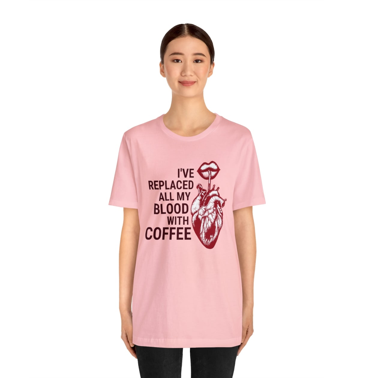 I've Replaced All My Blood With Coffee Jersey Short Sleeve Tee [Multiple Colors and Sizes]