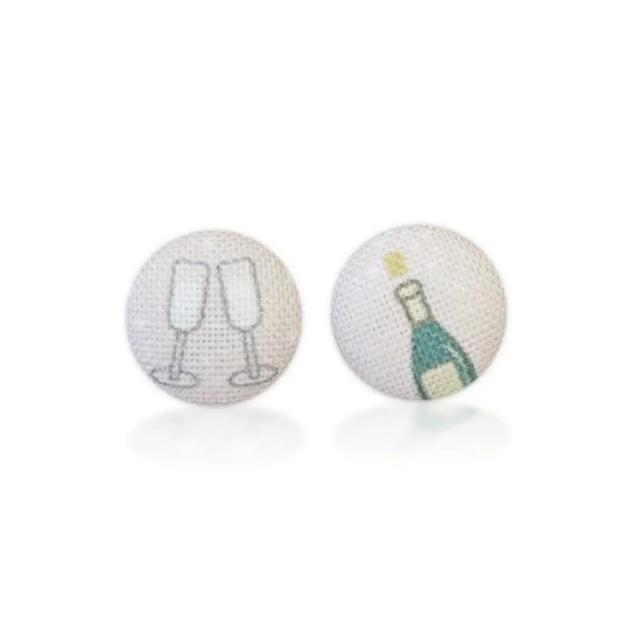 Champagne Toast Fabric Button Earrings | Handmade in the US