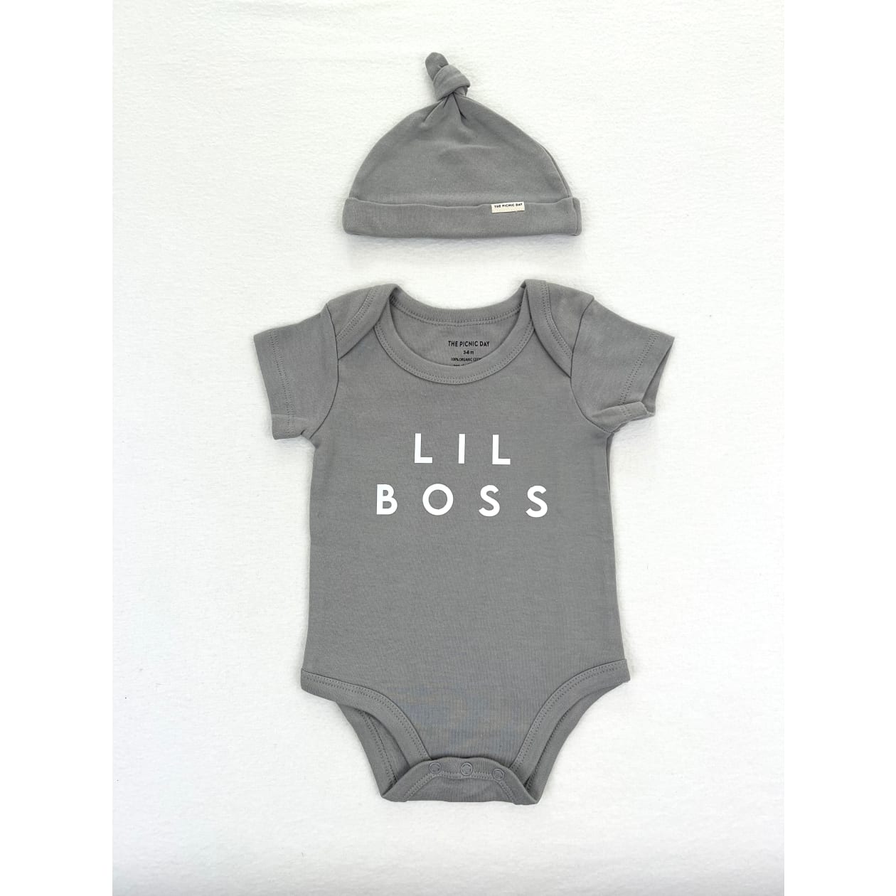 Lil Boss Organic Cotton Baby Bodysuit Ash Gray
