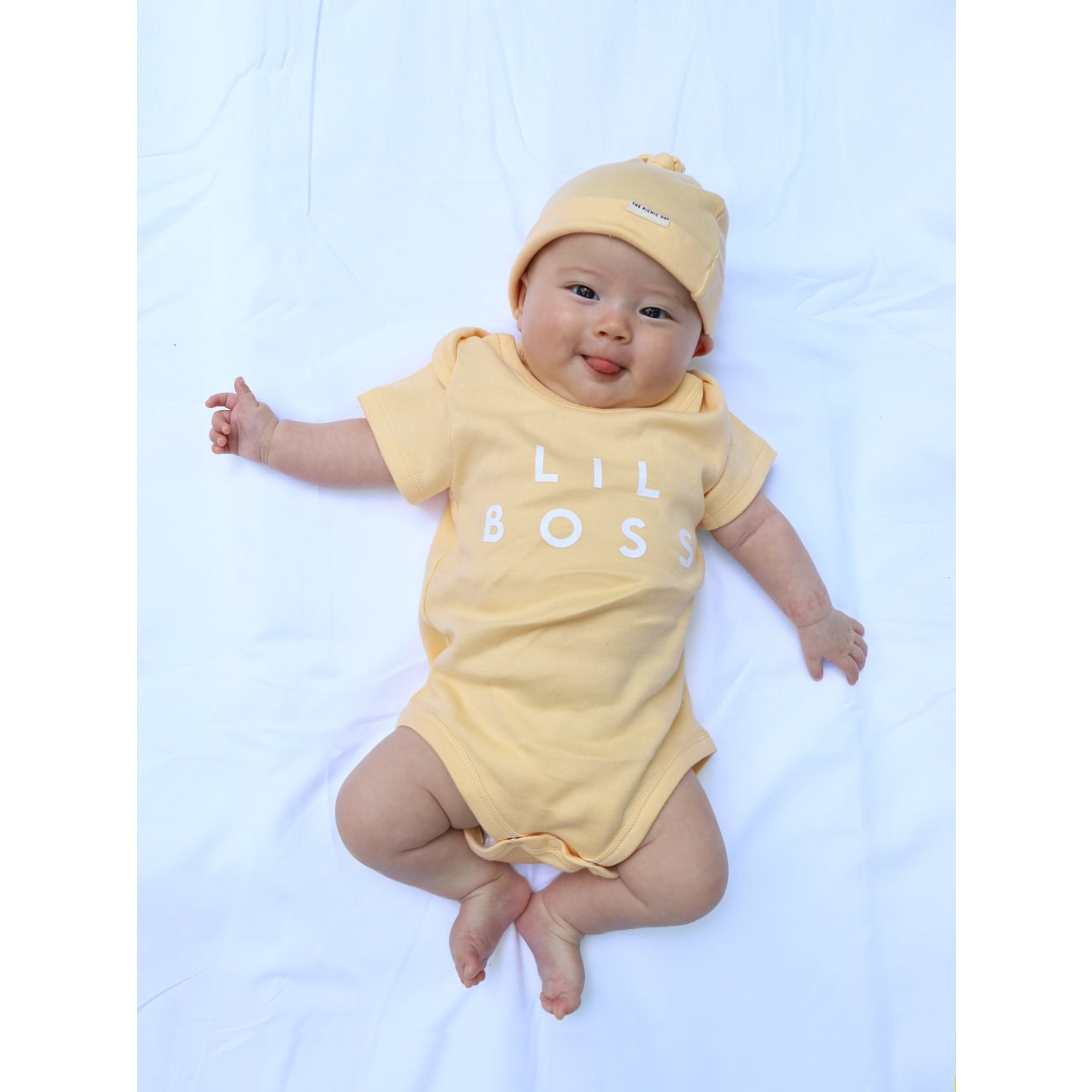 Lil Boss Organic Cotton Baby Bodysuit Lemon Yellow