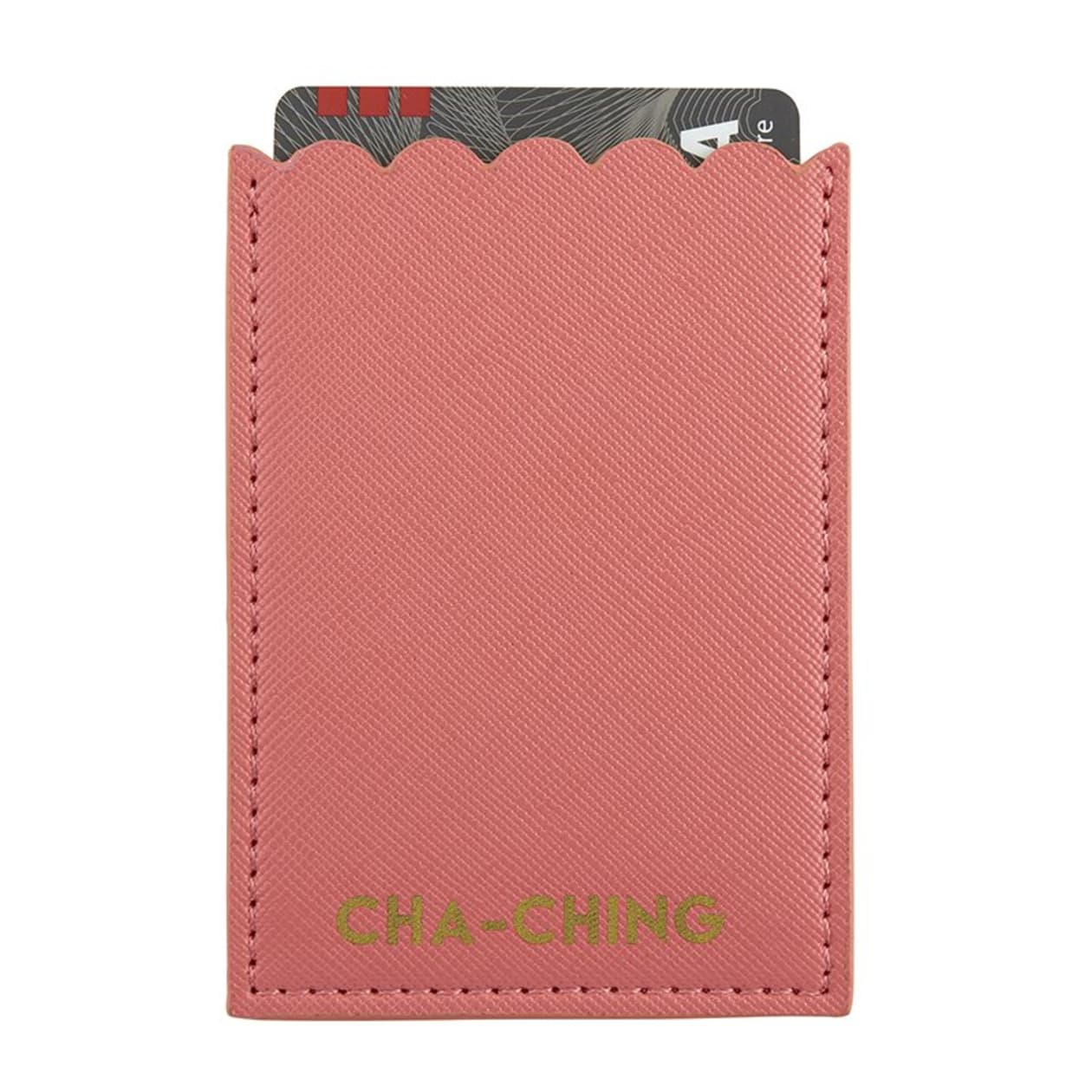 Cha Ching Phone Pocket in Coral Pink | Adhesive Pocket 2.5" x 3.5" for Cards or Cash