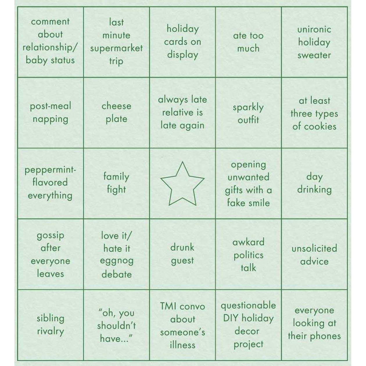 Awkward Holiday Bingo Greeting Card