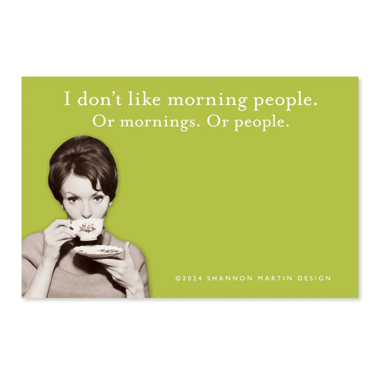 I Don't Like Morning People, Or Mornings, Or People Sticky Notes in Green | Retro Stationery