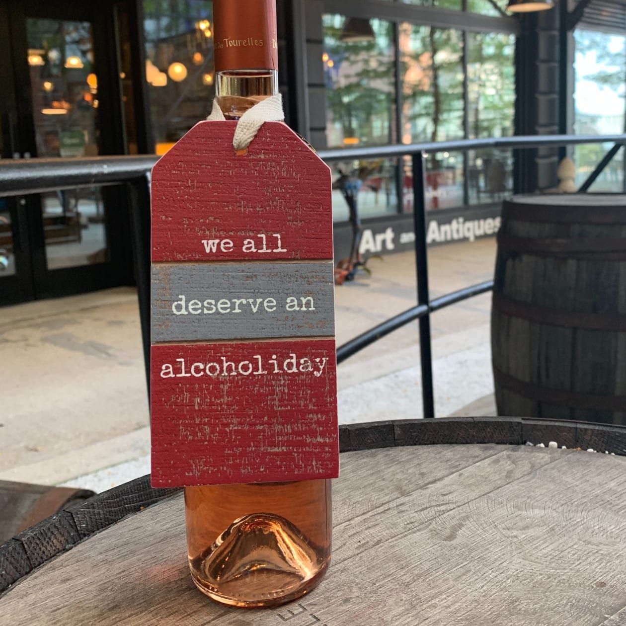 We All Deserve An Alcoholiday Wooden Wine Bottle Tag